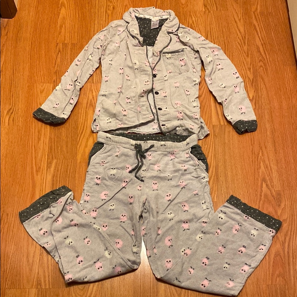 Munki Munki Cozy Gray and Pink Pajamas Small